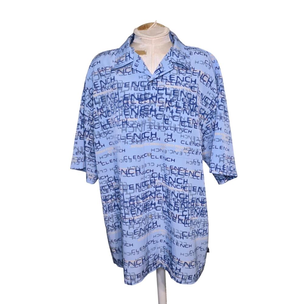 Clench Button Up Shirt Mens‎ Size XXL Clench All Over Print Blue